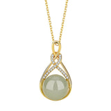 Collier Jade et symbole Infini en Argent plaqué Or - Biloria