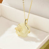 Collier Jade Feuille de Ginkgo - Argent Plaqué Or - Biloria