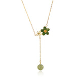 Collier Jade Fleur de Prunier – Argent Plaqué Or, Bijou Zen - Biloria