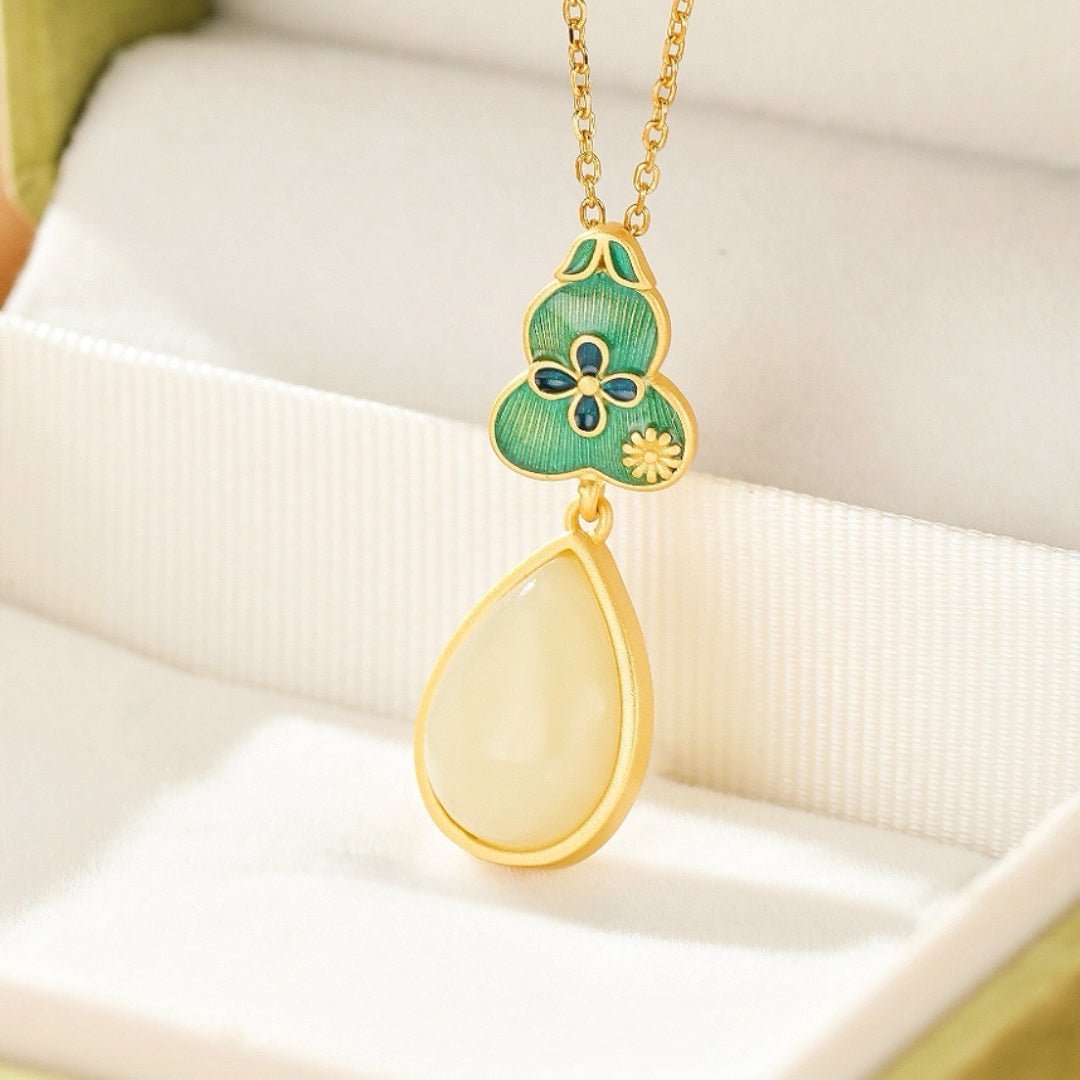 Collier Jade Goutte de Chance en Argent Plaqué Or - Biloria