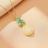 Collier Jade Goutte de Chance en Argent Plaqué Or - Biloria