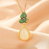 Collier Jade Goutte de Chance en Argent Plaqué Or - Biloria