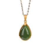 Collier Jade Goutte en Argent Plaqué Or pour Harmonie et Équilibre - Biloria