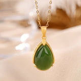 Collier Jade Goutte en Argent Plaqué Or pour Harmonie et Équilibre - Biloria