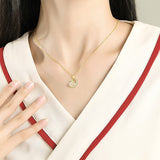 Collier Jade Lapin sur Lune Argent Plaqué Or - Biloria