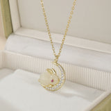 Collier Jade Lapin sur Lune Argent Plaqué Or - Biloria