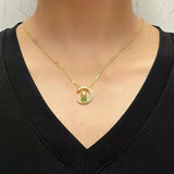 Collier Jade Néphrite Cheval Coq Lune Porte-Bonheur - Biloria