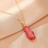 Collier Jaspe Rouge Goutte Or - Biloria