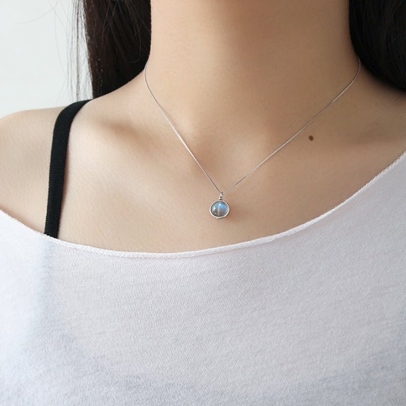 Collier Labradorite Argent 8 mm Protection Intuition - Biloria