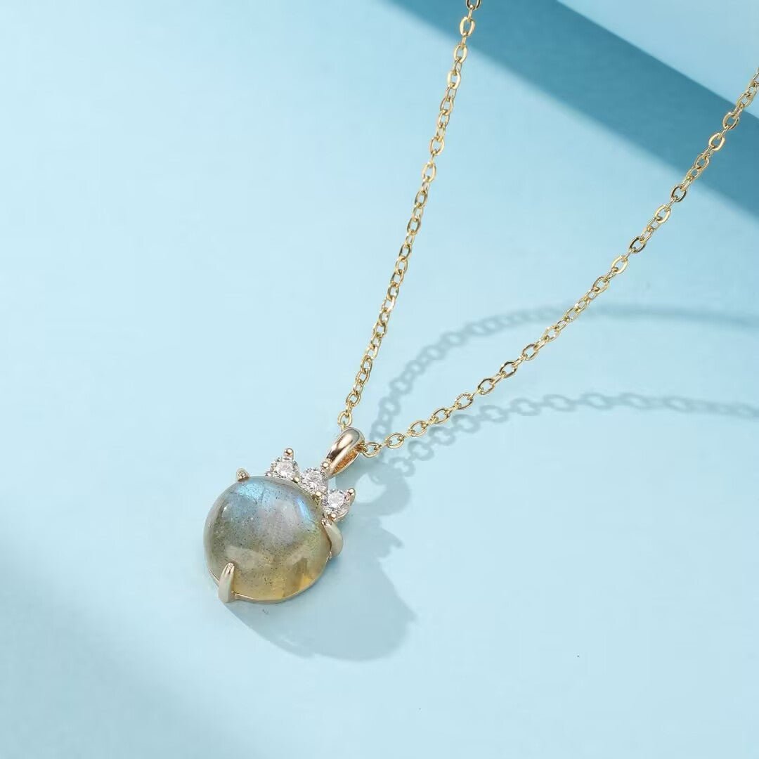 Collier Labradorite Argent Plaqué Or, Bijou Mystique - Biloria