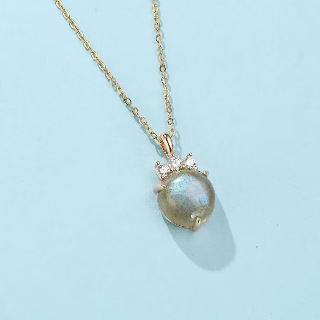 Collier Labradorite Argent Plaqué Or, Bijou Mystique - Biloria