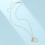 Collier Labradorite Perle Nacre Zircon Argent Plaqué Or Fait Main - Biloria