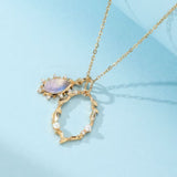 Collier Labradorite Perle Nacre Zircon Argent Plaqué Or Fait Main - Biloria