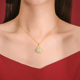 Collier Lapin en Jade et Argent Plaqué Or – Symbole de Sagesse - Biloria