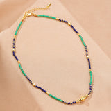 Collier Lapis-Lazuli et Jade Vert – Argent Plaqué Or - Biloria