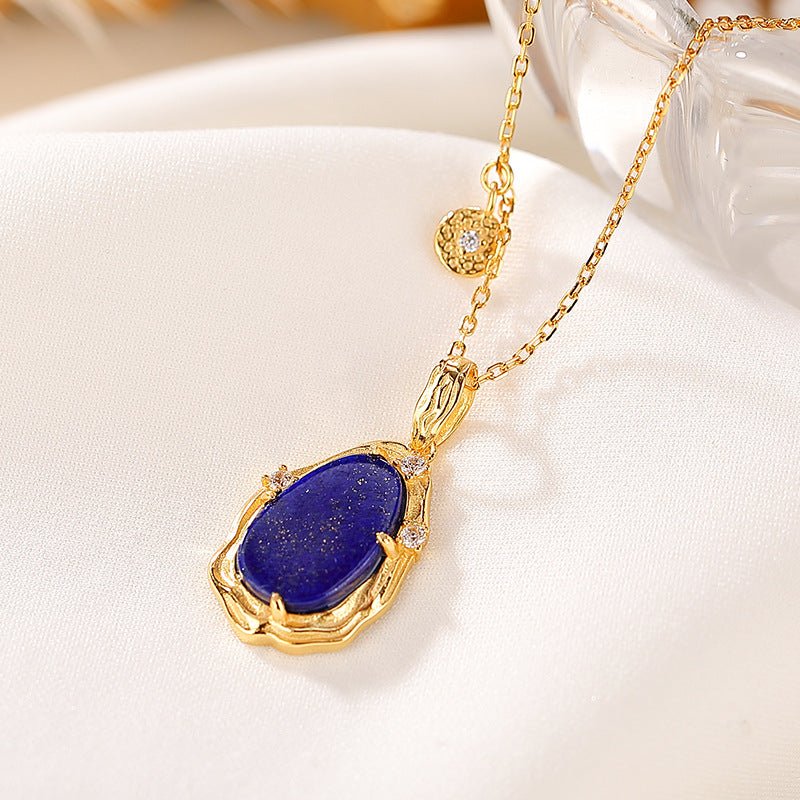 Collier Lapis Lazuli et Zircon, Argent Plaqué Or pour la Sérénité - Biloria