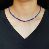 Collier Lapis Lazuli Perle 2mm – Double Rang Laiton Doré - Biloria