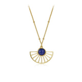 Collier Lapis Lazuli Soleil Bleu Argent Plaqué Or - Biloria
