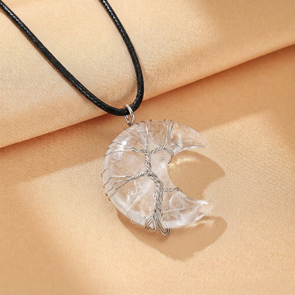 Collier Lune Arbre de Vie Pierres Naturelles - Biloria