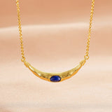 Collier Lune en Argent Plaqué Or avec Lapis Lazuli - Biloria