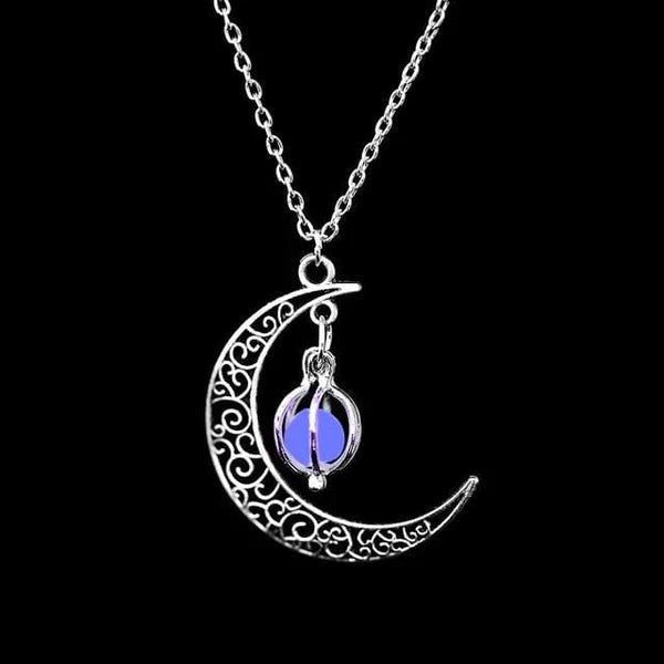 Collier Lune Fluorescente Ajustable Artisanal - Biloria