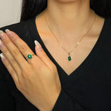 Collier Malachite – Calme et Protection, Argent Plaqué Or - Biloria