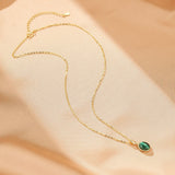 Collier Malachite – Calme et Protection, Argent Plaqué Or - Biloria