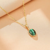 Collier Malachite – Calme et Protection, Argent Plaqué Or - Biloria