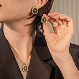 Collier Malachite Nacre Argent Plaqué Or Bijou Fait Main - Biloria