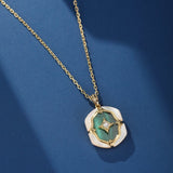 Collier Malachite Nacre Argent Plaqué Or Bijou Fait Main - Biloria