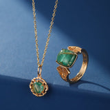 Collier Malachite Quartz Rutile Argent Plaqué Or – Pendentif Impérial - Biloria
