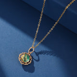 Collier Malachite Quartz Rutile Argent Plaqué Or – Pendentif Impérial - Biloria