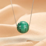 Collier Malachite Sphère 12 mm Argent 925 – Protection - Biloria