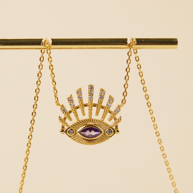Collier Mauvais Œil – Gardien Éthéré en Argent Plaqué Or - Biloria