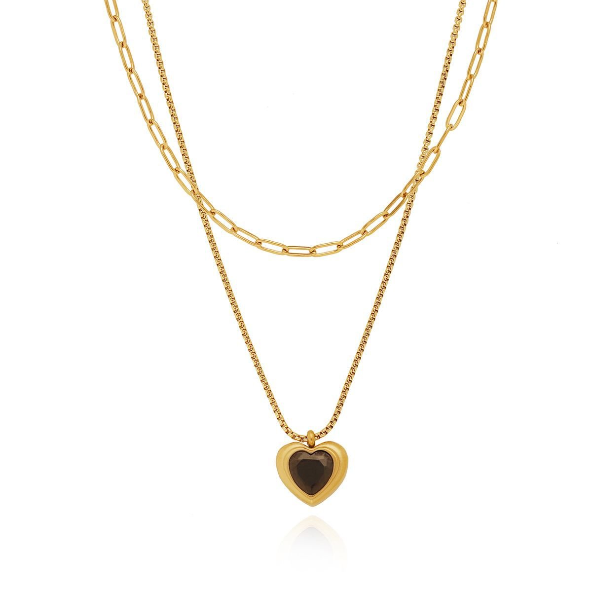 Collier Multirang Cœur en Acier Inoxydable - Biloria