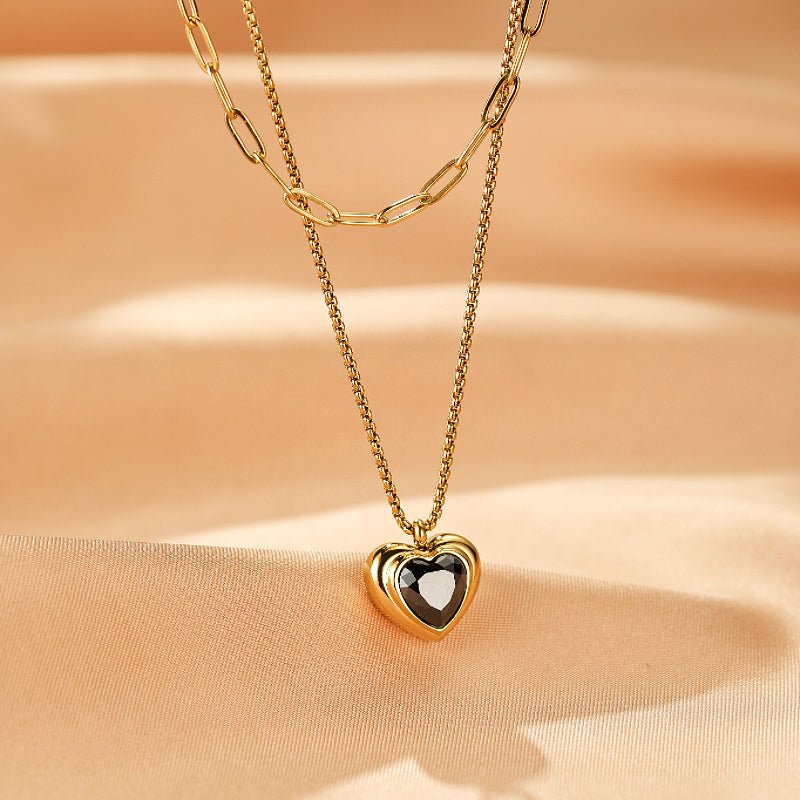 Collier Multirang Cœur en Acier Inoxydable - Biloria