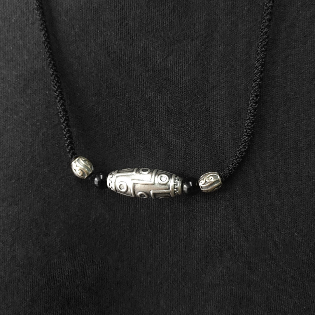 Collier Obsidienne Œil Céleste en Argent – Protection Élégante - Biloria
