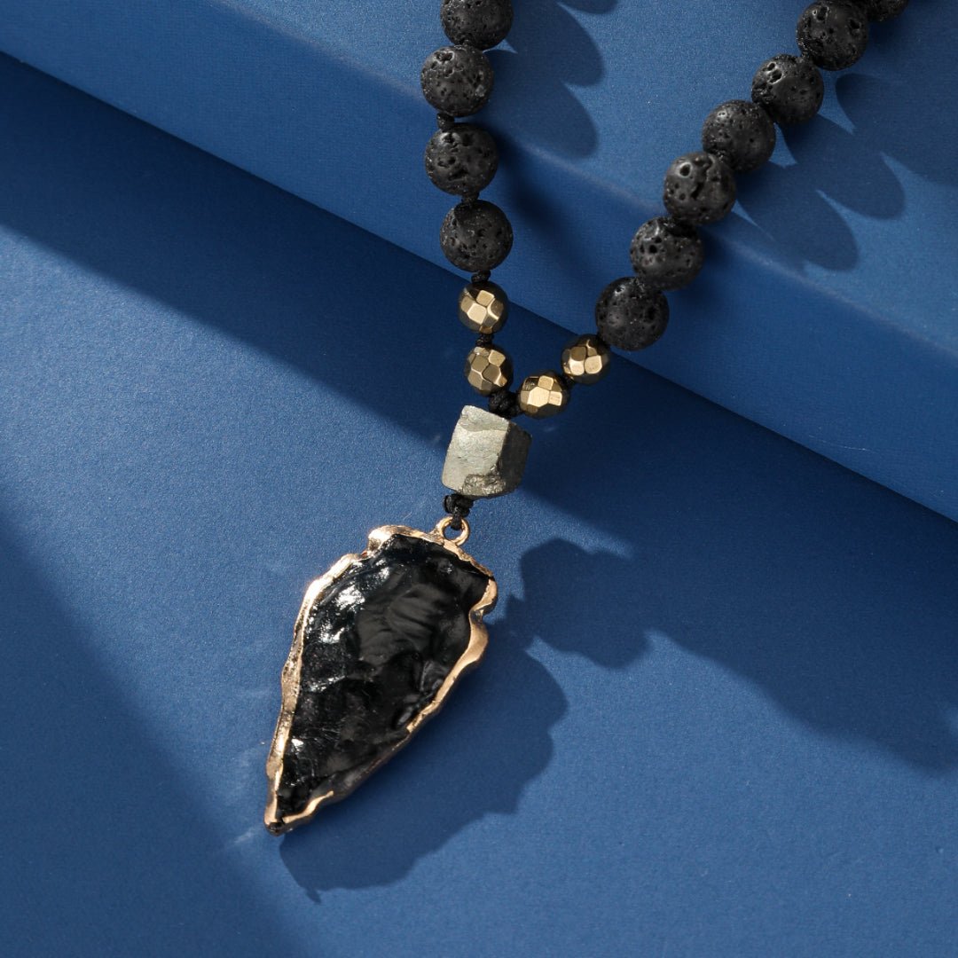 Collier Obsidienne Pierre de Lave – Force Intérieure - Biloria
