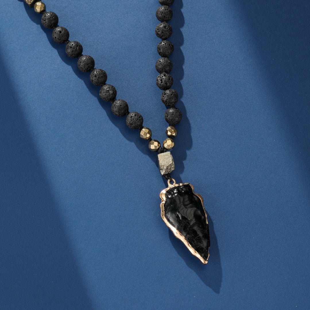 Collier Obsidienne Pierre de Lave – Force Intérieure - Biloria