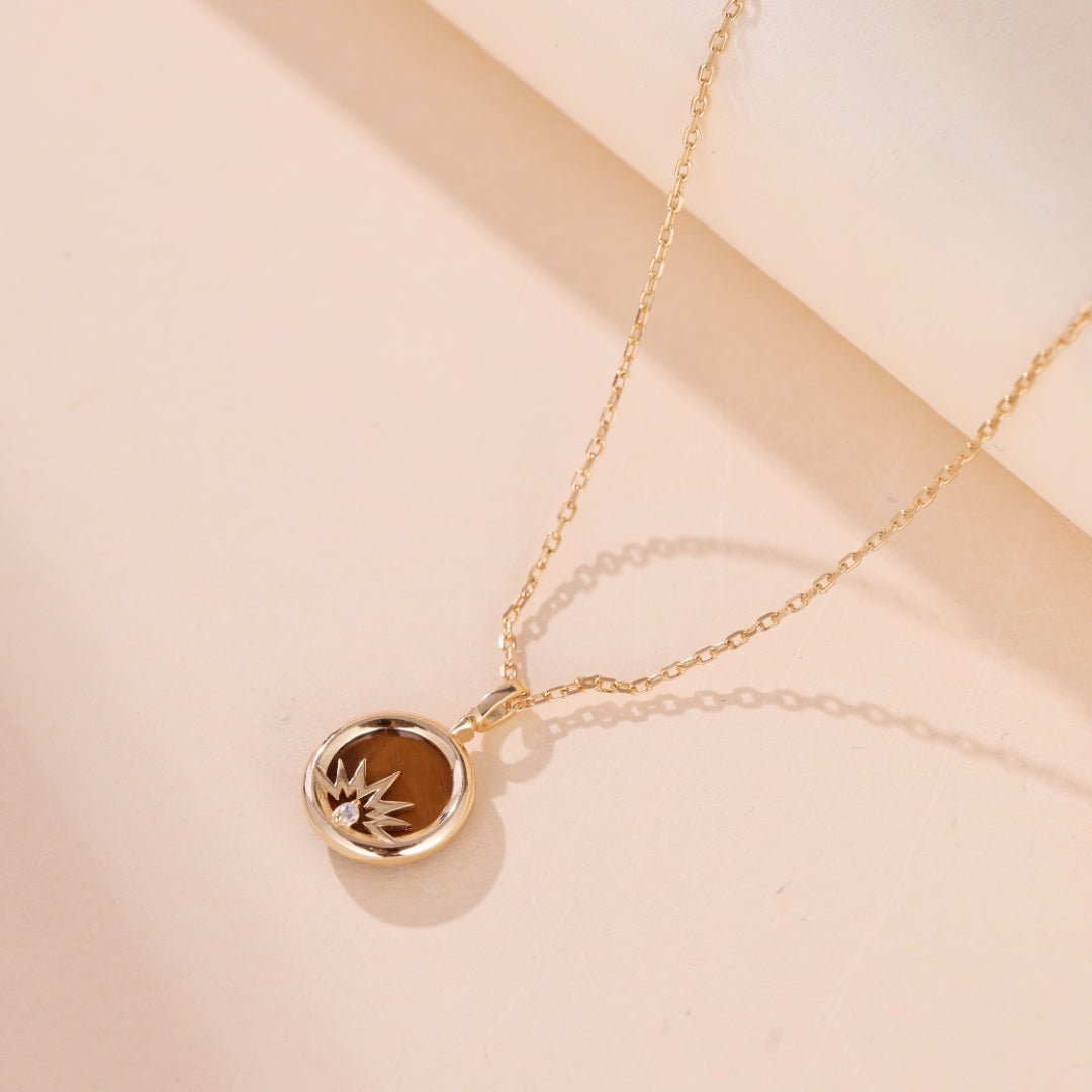 Collier Œil de Tigre et Zircon – Protection et Élégance - Biloria