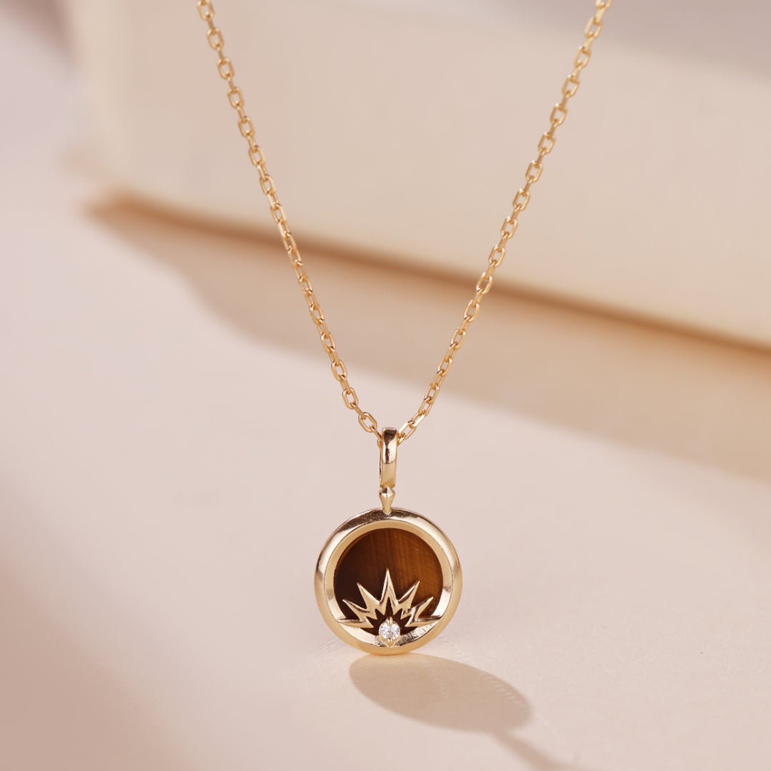 Collier Œil de Tigre et Zircon – Protection et Élégance - Biloria