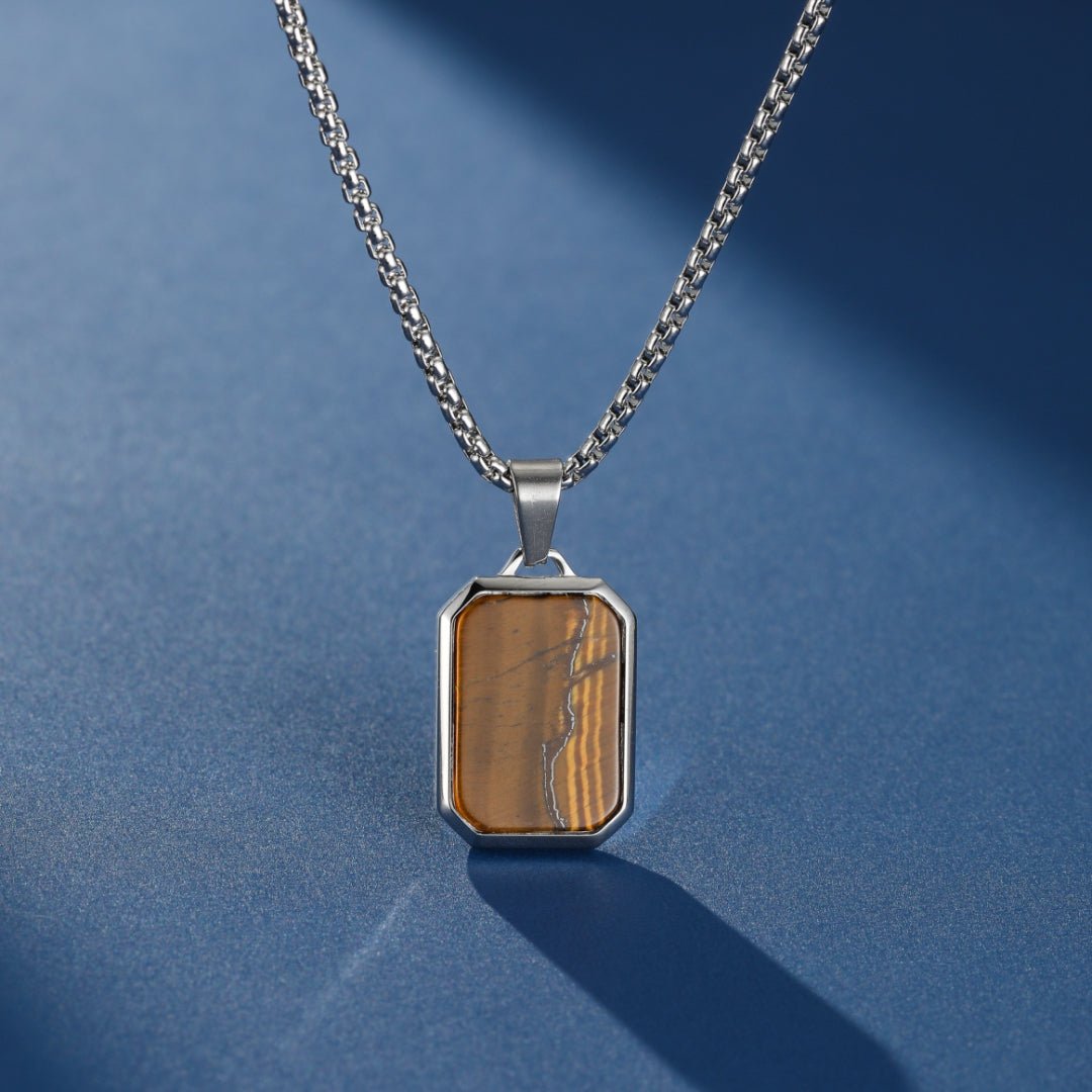 Collier Œil de Tigre Homme en Acier Inoxydable - Biloria