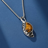 Collier Œil de Tigre – Pierre Protectrice en Acier Titane - Biloria