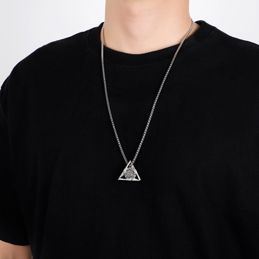 Collier Œil Oudjat homme acier titane protection - Biloria