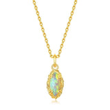 Collier Opale Flamme Mystique Argent Plaqué Or - Biloria