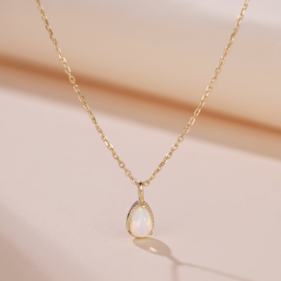 Collier Opale Naturelle Sagesse Argent Plaqué Or - Biloria