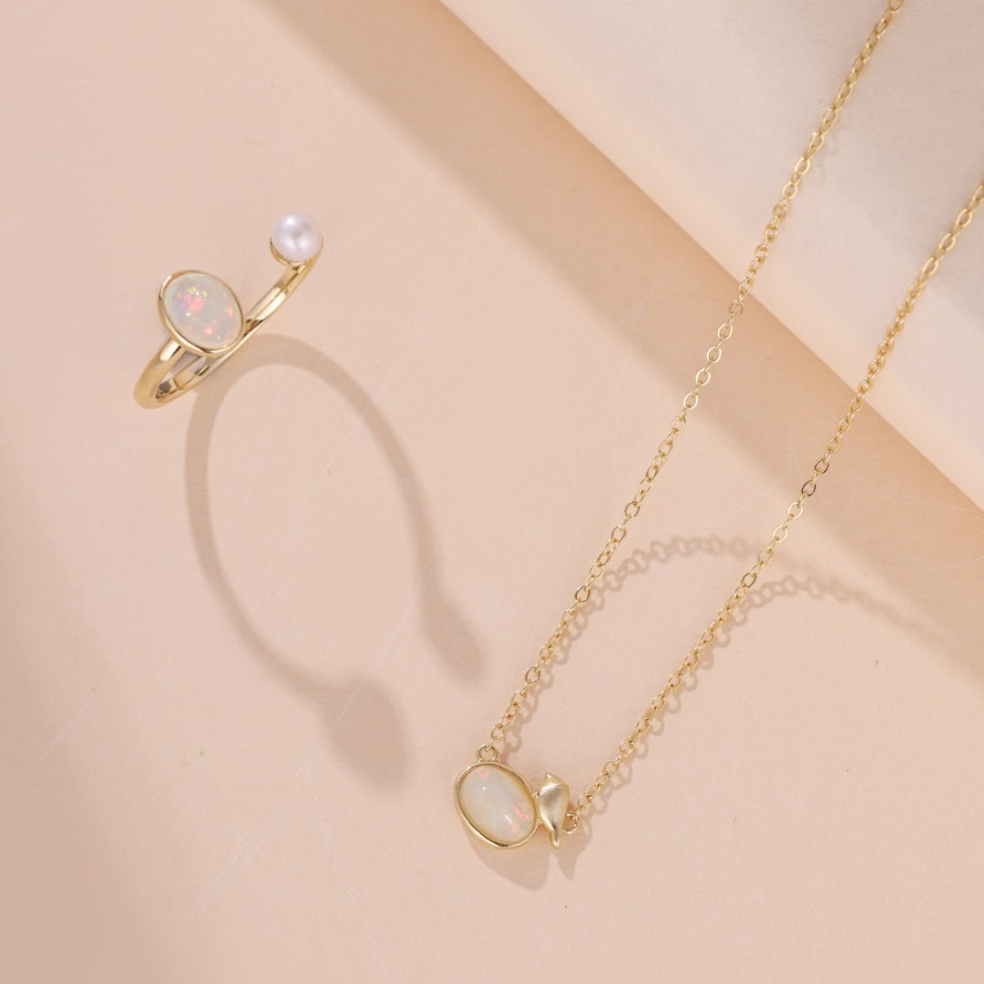 Collier Opale Oiseau Argent Plaqué Or – Bijou Harmonie - Biloria