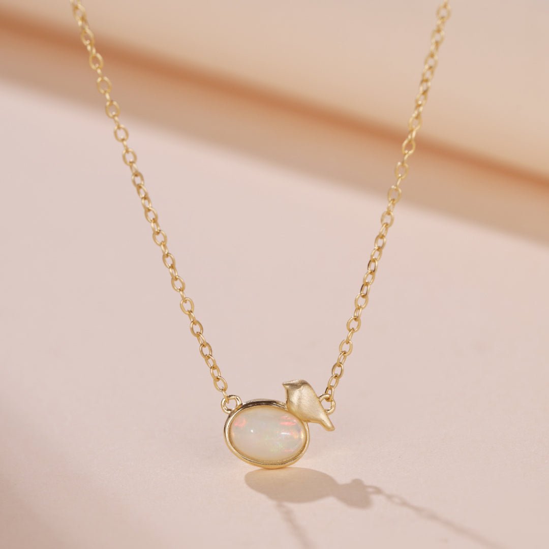 Collier Opale Oiseau Argent Plaqué Or – Bijou Harmonie - Biloria