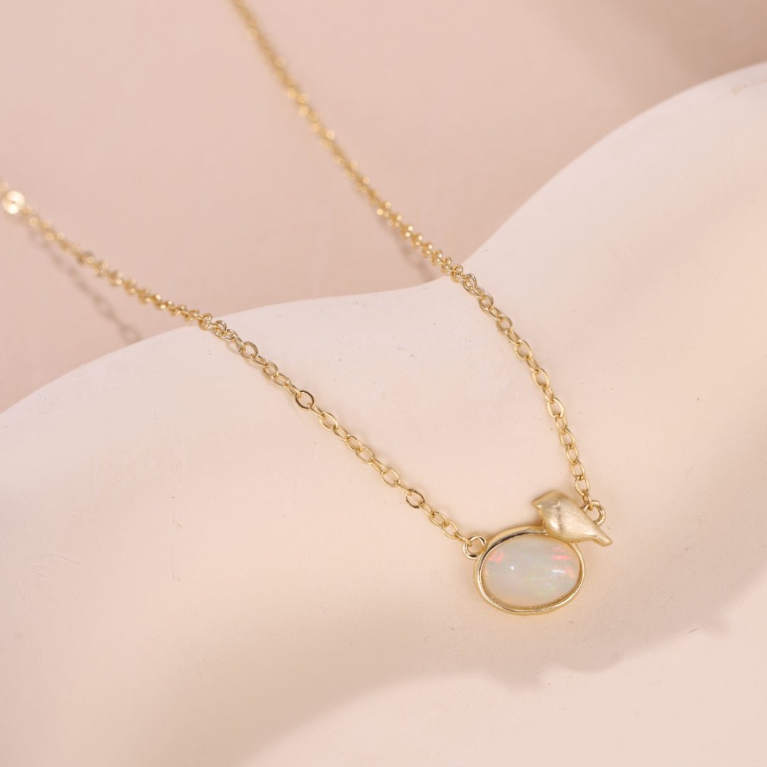 Collier Opale Oiseau Argent Plaqué Or – Bijou Harmonie - Biloria