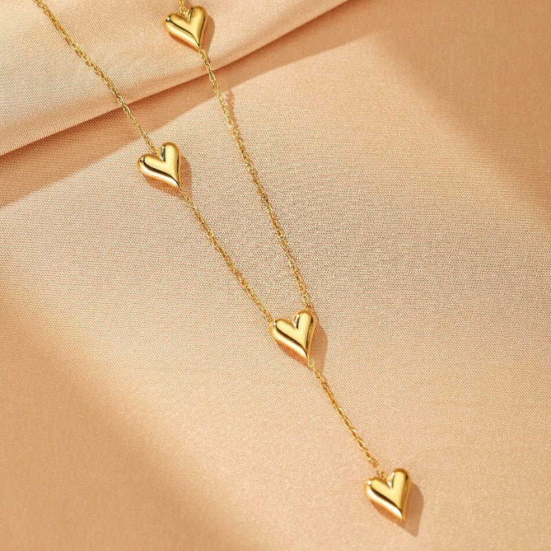 Collier Pendentif Cœurs Doré Acier Inoxydable 316L - Biloria
